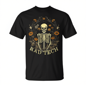 T-shirt Retro Rad Tech Skeleton Floral Radiology Technologist X-Ray - Product Image 2