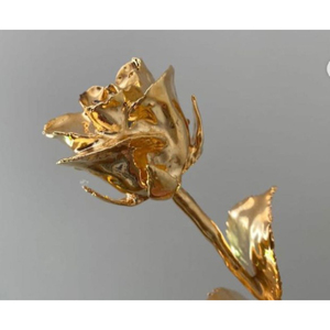 Fleur de rose véritable en plaqué or 24 ct, cadeau romantique de luxe fabriqué à la main pour la Saint-Valentin, anniversaire et mariage - Product Image 5