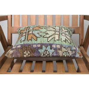 Multicolor Wool Kilim <b>18x18</b> Inch Decorative Accent Pillow Woven with Vintage Fluffy Leaves Pattern 14x14 Accent Cushion - Product Image 5