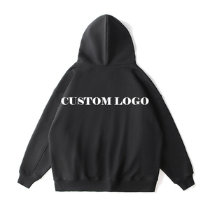 Sudadera con Capucha Corta de Gran Tamaño, de Algodón Puro, con Hombros Caídos, Color Sólido, Logotipo Personalizado, Doble Capa - Product Image 4