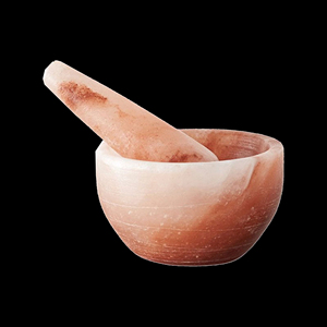 Juego de mortero y Maja de sal del Himalaya para moler hierbas y especias, regalo artesanal de cocina tallado a mano - Product Image 6