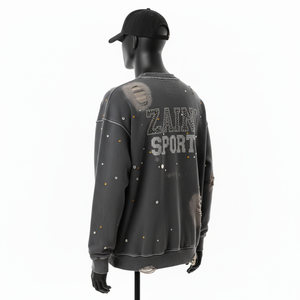 Sudadera Premium Resistente al Desgaste, 360GSM, Felpa de Algodón Grueso, Lavado Vintage, con Pedrería, Logotipo Personalizado, Estilo Desgastado, Sudaderas Básicas - Product Image 2