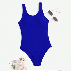 Jumpsuit Bodysuit Jumpsuit Bodysuit Bodysuit leher bulat tanpa lengan musim panas seksi wanita biru Royal