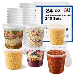 Contenants alimentaires 3H de 24 oz avec couvercles (480 pièces/boîte) – Adaptés au congélateur et au micro-ondes, en PP sans BPA, empilables, étanches, pour organiser les restes - Product Image 1
