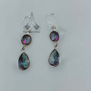 Mystic Topaz <b>Opal</b> Dangle <b>Earrings</b> 925 Sterling Silver Handmade Boho Style for Birthday Valentine's Day Mother's Day Gift - Product Image 5