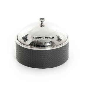 Ensemble de deux serveurs de nourriture en acier inoxydable forme ronde brillant poli casserole classique élégant en gros métal chauffe-plats - Product Image 6