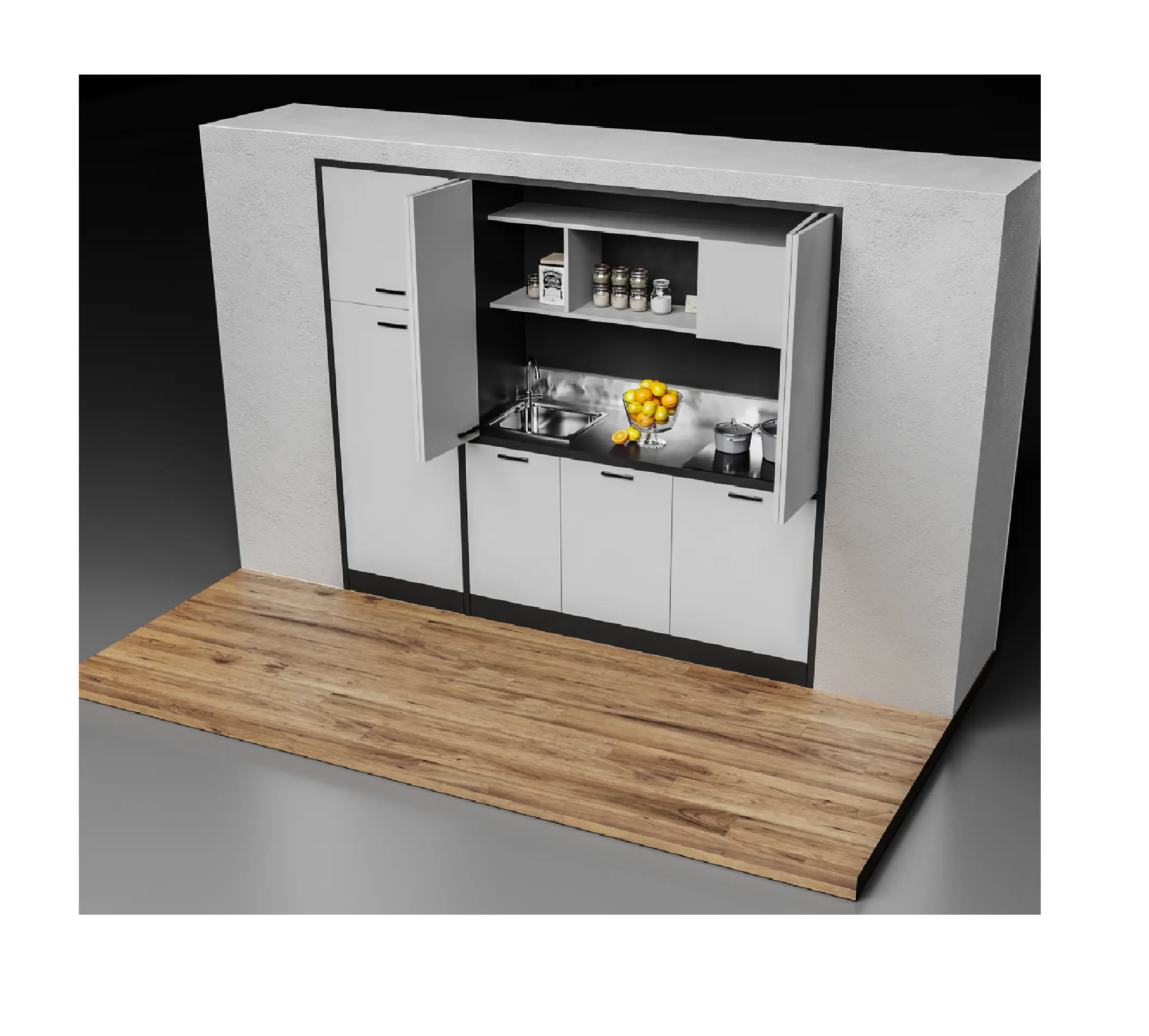 High Quality Custom Modular Modern Design Small Kitchen Cabinet MDF Melamine Board Kitchenette and Accessories