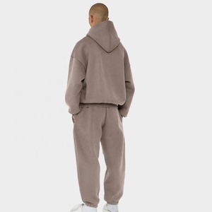 Ensemble de survêtement en laine en gros, survêtement en polaire d'hiver, jogging, survêtement en coton lourd 2 pièces, survêtement pour homme, survêtement à pattes évasées, vente chaude - Product Image 3