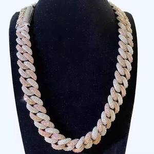 Cadena de eslabones cubanos de diamante Moissanite VSS de 18mm de alta calidad en oro rosa 20 pulgadas Plata de Ley 925 - Product Image 3