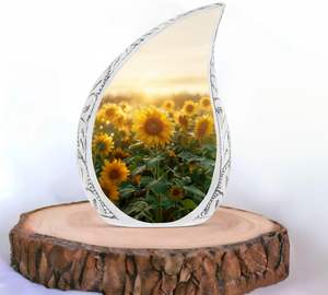 Campo de girasol Lágrima de metal Tamaño adulto Urna de cremación Estilo americano Urna funeraria decorativa Suministros al por mayor - Product Image 3