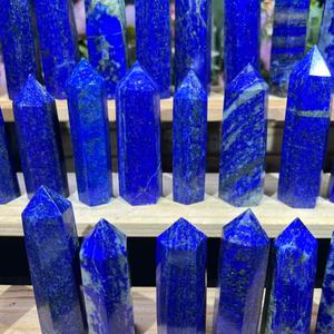 Pointe de cristal de <span class=keywords><strong>lapis</strong></span>-<span class=keywords><strong>lazuli</strong></span> naturel, prisme hexagonal, obélisque, tour pour la guérison Reiki, baguette en pierre bleue de haute qualité, décoration intérieure - Product Image 3