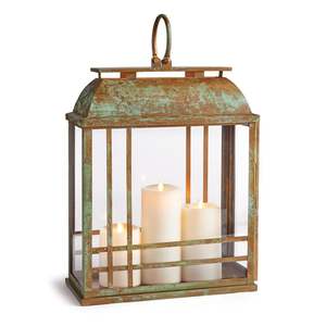 <b>Large</b> Farmhouse Rustic Iron Candle <b>Lantern</b> For <b>Outdoor</b> Porch Patio And Indoor Decoration With Antique Country Look - Product Image 5