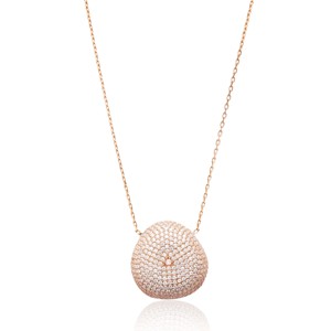 Pendentif en zircon transparent au design convexe, bijoux en argent sterling 925 faits à la main en Turquie, vente en gros - Product Image 1