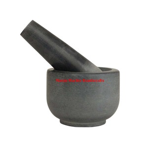 Increíble Venta caliente última llegada esteatita Color negro mortero y Maja forma redonda para el hogar cocina picante y mezcla de hierbas - Product Image 5