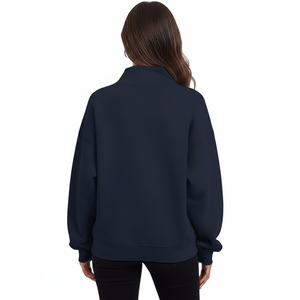 2026 High Quality Wholesale Women Long Oversized Mock Neck Soft Cotton Fleece Loose Fit Winter Mock Neck OEM Service - Product Image 2