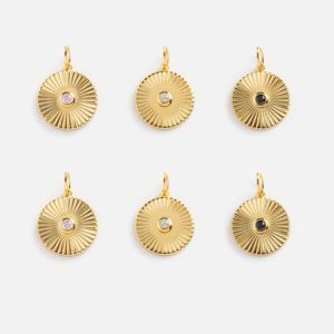 Colgante de disco texturizado Piedra preciosa de cuarzo rosa Plata de Ley 925 Acabado chapado en oro, Diseño de resplandor solar radiante Joyería inspirada en el amor - Product Image 5