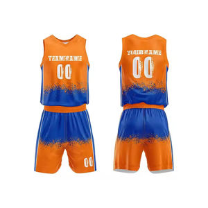 Wholesale Men Basketball Uniform <b>Set</b> with Custom Printed Team Name Mesh Fabric Jersey and Shorts Sportswear Kit for Training Use - Product Image 1