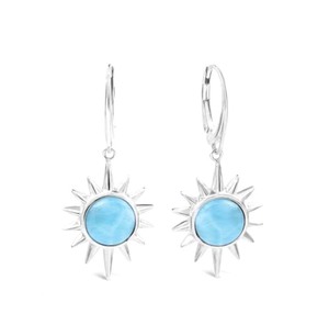 ชุดกรอบลาริมาร์ทรงกลมขนาด10มม. ต่างหูที่น่าสนใจสำหรับเด็กนักเรียนหญิงของขวัญแฮนด์เมดสำหรับของขวัญวันเกิด - Product Image 1