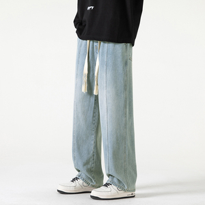 กางเกงยีนส์ขายาวสำหรับผู้ชายกางเกงเอวสูงปานกลางแบบลำลองผ้ายืดสำหรับฤดูร้อน - Product Image 2