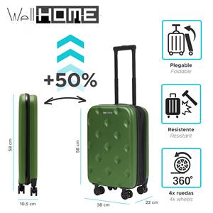 Maleta de Cabina Plegable Ultrafina de 18 Pulgadas: 28 a 13 cm, Ligera y Duradera (ABS), 2 Ruedas, Asa Telescópica, Color: Azul Cielo. - Product Image 2