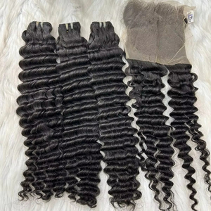 Paquets de cheveux Deep Waves Remy Extensions de cheveux humains vietnamiens tissage de cheveux 10 "-30" longueur emballage de l'usine du Vietnam - Product Image 1