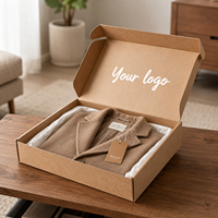Boîte d'expédition étanche en kraft avec papier de soie sans acide pour l'emballage de vêtements, manteaux, étiquettes suspendues, étiquettes de lavage personnalisées