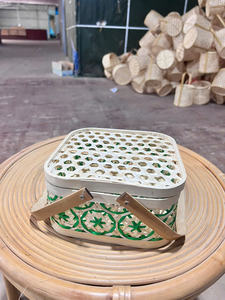 REGALOS Y ARTESANÍA Caja de regalo tejida con tapa Cestas de bambú Trenzado hecho a mano de alta calidad Hermoso para boda - Product Image 4