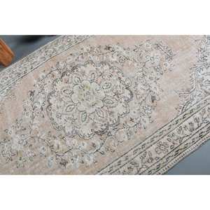 Alfombra turca Vintage Beige Blanco 5,4 X 9.3ft Lana y piel Patrón de retales de tejido plano para decoraciones de sala de estar - Product Image 5