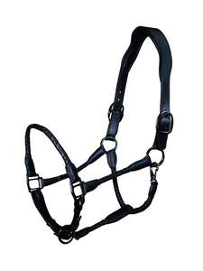 Le licou en cuir tressé anatomique foncé est développé avec une pièce de cou plus large rembourrée anatomique pour diffuser la pression - Product Image 4