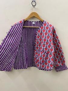 Chaqueta corta acolchada de algodón de estilo étnico Chaqueta corta de estilo bohemio Abrigo de gamuza recortada de algodón para mujer - Product Image 3