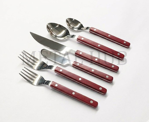 Juego de Cubiertos de Diseño con Mango Rojo, Colección Premium de Acero Inoxidable para Bistro, con Acabado Espejo para Restaurantes de Lujo - Product Image 2