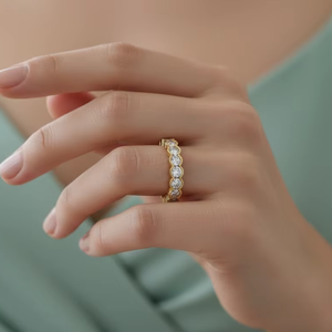 Anillo de Oro de 14K para Mujer con Diamantes Naturales Redondos Clásicos en Forma de Vieira - Product Image 5