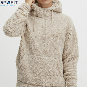 Sweat à capuche d'hiver surdimensionné en molleton sherpa 100 % coton pour homme avec logo brodé personnalisé OEM - Product Image 1