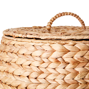 Premium Eco-Friendly Water Hyacinth Basket, Hand Woven Storage Hamper <b>With</b> <b>Lid</b> Custom Handcrafted Home Decor From Vietnam - Product Image 2