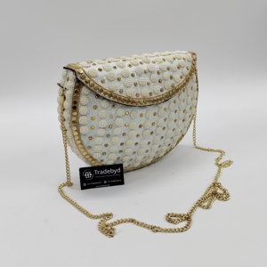 กระเป๋าคลัทช์โลหะงานแฮนด์เมดสำหรับผู้หญิงกระเป๋าถือลูกปัดสำหรับงานเลี้ยงตอนเย็นสีทองเงินคุณภาพสูงสไตล์แฟชั่น - Product Image 1