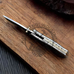 มีดพับเก็บได้ทำด้วยมือทำจากเหล็ก D2งานตามสั่งมีดแกะสลัก3D พร้อมปลอกหนังแบบทำด้วยตัวเองเกรดดีไอวายแบบสั่งทำ - Product Image 6