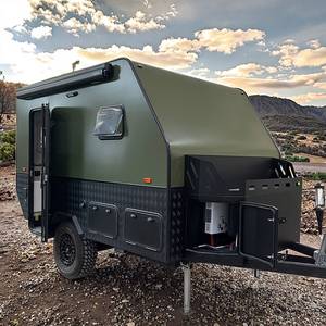 Mini-caravane moderne en aluminium, design tout-terrain étanche, cuisine coulissante, suspension indépendante, pour 4 personnes - Product Image 1