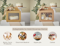 Boîte à gâteau haute de luxe en carton kraft doré avec fenêtre et poignée pour gâteau à étages, mini bocal à vin, pot à miel, panier cadeau de mariage, demoiselle d'honneur, Noël