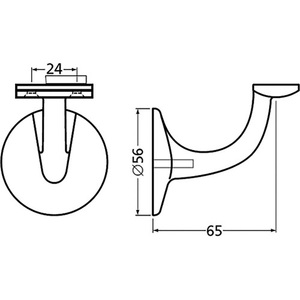 HERMETA Aluminum <b>Handrail</b> Bracket Silver Anodized <b>Wall</b> Plate Diameter 56mm Straight Support Model 3503 - Product Image 3