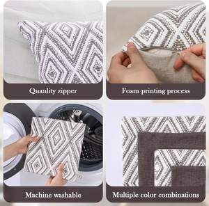 Cojín decorativo para sofá, funda de cojín de lino con diseño geométrico para sofá, sofá, sala de estar, 18x18 pulgadas, sin látex - Product Image 6