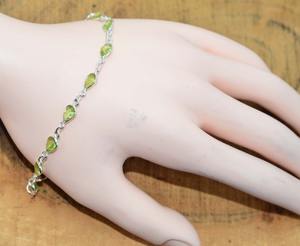 กำไลข้อมือพลอยเพอริดอทเงินสเตอร์ลิงสำหรับ925กำไลข้อมือทำมือเงินสไตล์ Boho เป็นของขวัญสำหรับผู้หญิง - Product Image 2