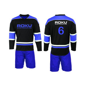 Uniforme de hockey sobre hielo de poliéster de alta calidad, conjunto diseñado a medida hecho en fábrica para equipos OEM con impresión para ropa deportiva a bajo precio - Product Image 2