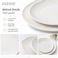 Assiette à dîner en céramique blanche, assiette à salade en porcelaine texturée ondulée, plat moderne et organique, compatible micro-ondes et lave-vaisselle, de qualité supérieure