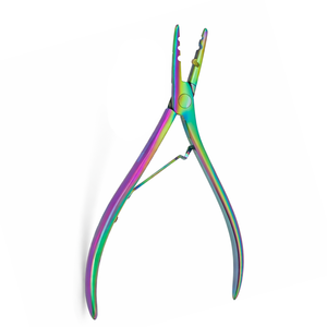 Pince à extensions capillaires en acier inoxydable de haute qualité, arc-en-ciel, avec 2 trous, outil multifonctionnel pour le retrait des micro-anneaux - Product Image 1