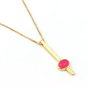 ชุดเครื่องประดับสร้อยคออัญมณีทรงรีแบบขัดเงาสีทองทำด้วยมือ - Product Image 4