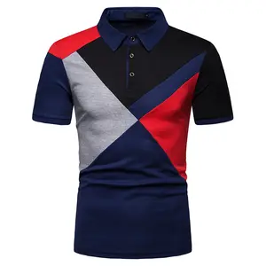 도매 색상 패치 워크 디자인 여름 남성 캐주얼 옷깃 반소매 면 티셔츠 골프 폴로 셔츠