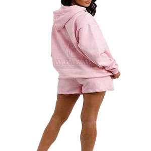 Latest Style Winter Solid Casual Custom Color <b>Women</b> Hoodies <b>Short</b> <b>Set</b> 2-Piece Full-Length Lightweight Breathable - Product Image 5