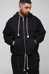 Survêtement de charpentier à capuche zippé de haute qualité pour hommes survêtement à capuche lavé à l'acide - Product Image 3