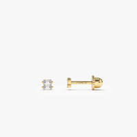 Helix Piercing 14k Gold Lab Grown Single Baguette Diamond Screw Back Cartilage Boucles d'oreilles Piercing Lab Diamond Tragus Piercing