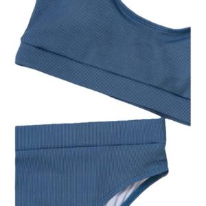 Maillot de bain bikini fendu deux pièces pour femmes ensemble de sous-vêtements de plage de piscine avec logo avant pour dames et filles - Product Image 3